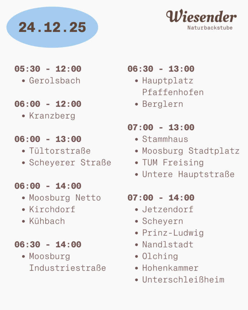 Unsere Öffnungszeiten am 24.12.25